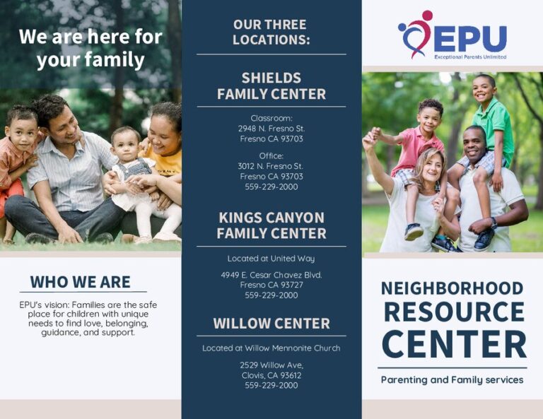 EPU Children's Center brochure (English) — first page